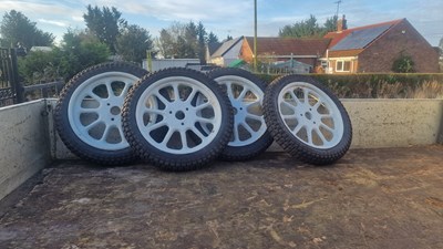 Lot 237 - Set of four artillery wheels with knobbly tyres