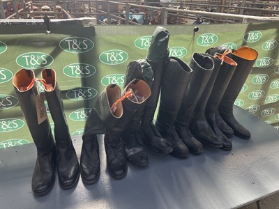 Lot 367 - Six pairs of long black riding boots, sizes 3 x 43, 1 x 44, 1 x 42 & 1 x 45