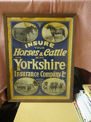 Lot 511 - Framed poster 'Horses & Cattle Yorkshire Insurance'