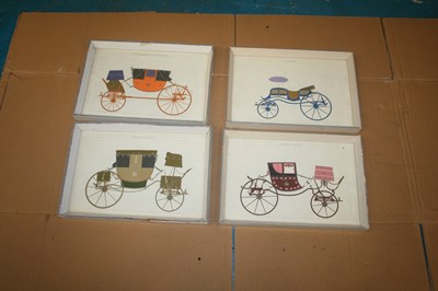 Lot 528 - Set of four pictures of various styles of carriages