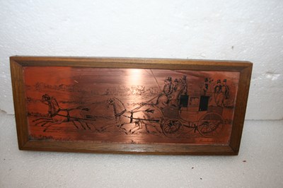 Lot 535 - Rare framed image on copper of the Manchester Coach