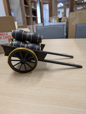 Lot 593 - Model of a two wheel cart with barrels