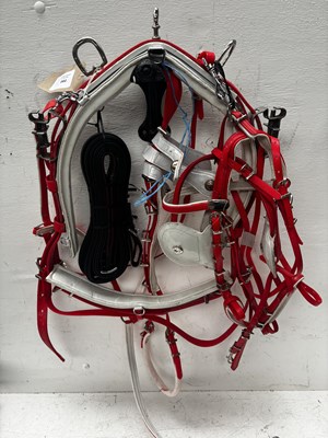 Lot 644 - Set of red and white trotting quick hitch harness. This lot carries VAT.