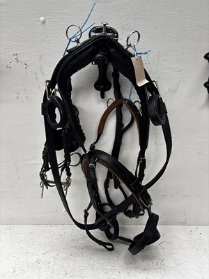 Lot 663 - Set of black and white metal harness to suit a small pony