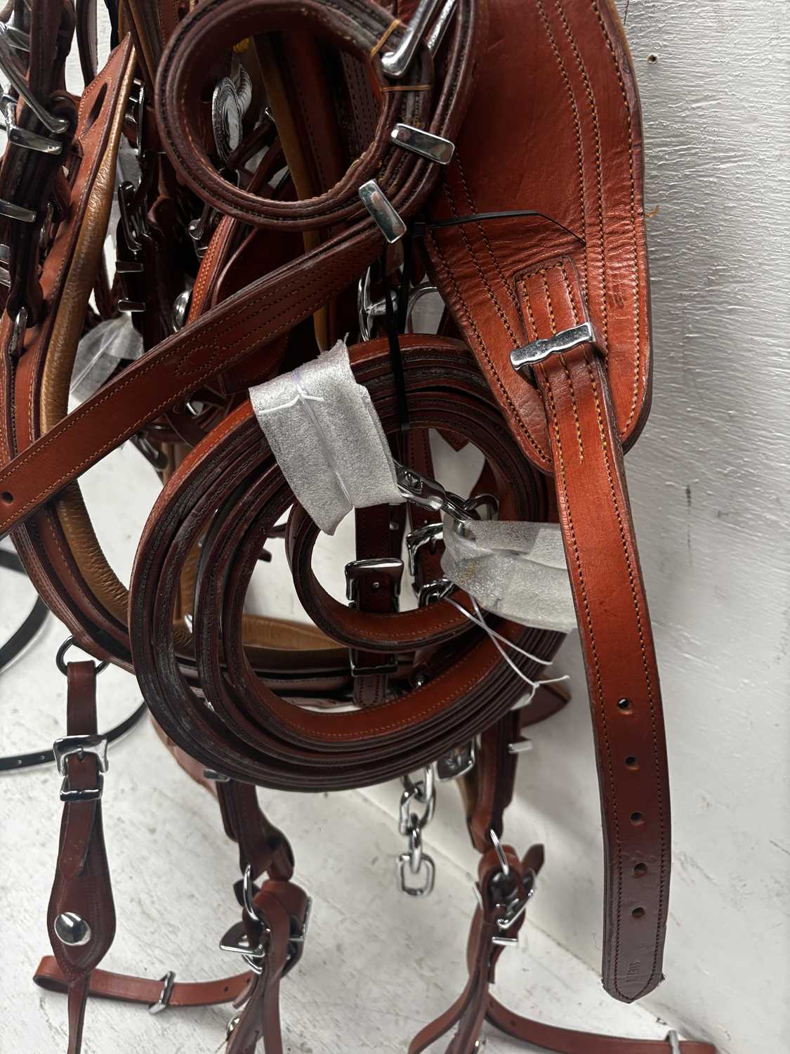 Lot 664 - Set of brown harness with collar