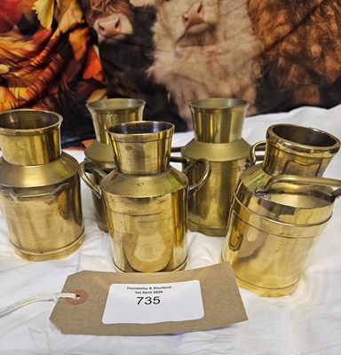 Lot 735 - Five mini brass milk churns