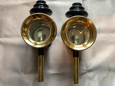 Lot 749 - Large pair of coach lamps in show condition