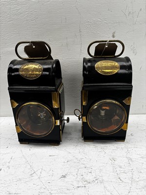 Lot 892 - Two black and brass Shand Mason & Co. Of London lanterns