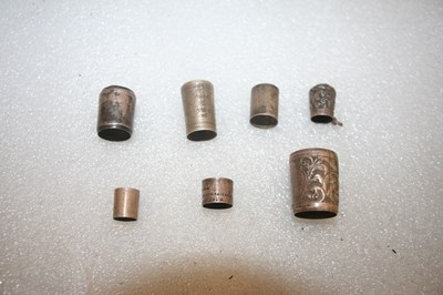 Lot 910 - Seven whip fittings, all silver hallmarked, most by T C (Callow)