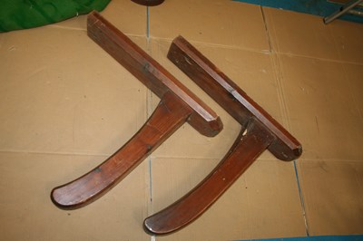 Lot 931 - Two wooden saddle racks, previously used in an old tack room