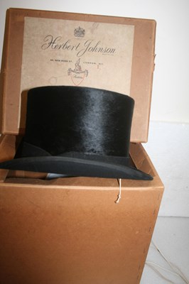 Lot 934 - Silk top hat, size 7 1/8 by Herbert Johnson with original box