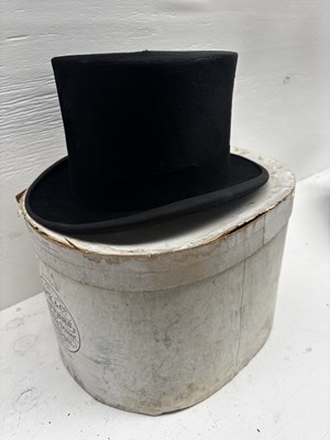 Lot 955 - Black silk top hat, size 7 by Edka