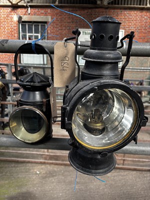 Lot 984 - Large black lantern together with a small black lantern