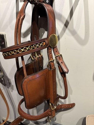 Lot 987 - Brown leather pony/cob size bridle by Geoff Dean