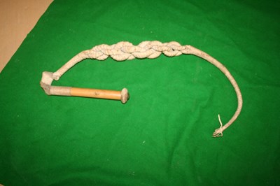 Lot 1001 - Unusual dog whip with heavy plaited thong