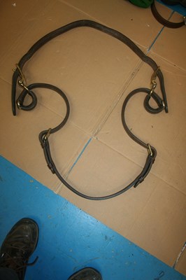 Lot 1012 - Pair of brass French tugs, complete with backband