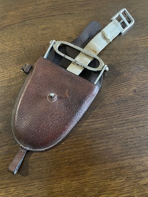 Lot 1081 - Vintage spare stirrup in leather case