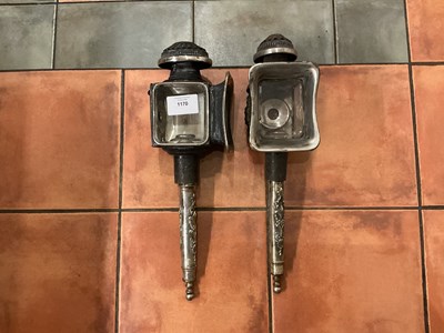 Lot 1170 - Pair of nickel trade lamps with fancy fronts