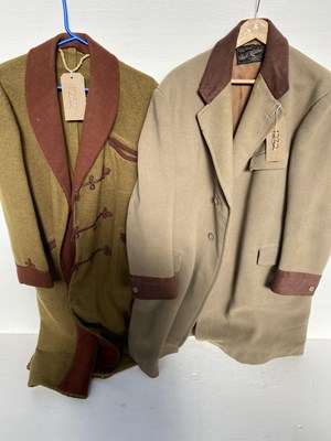 Lot 1232 - Green wool long Livery coat and a heavy twill coat