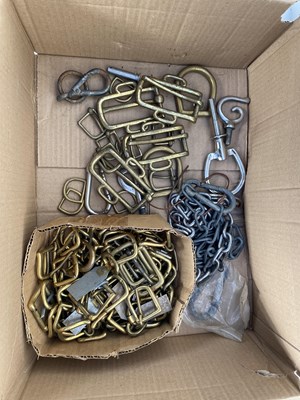 Lot 1246 - Quantity of brass harness buckles with other brass and white metal harness fittings