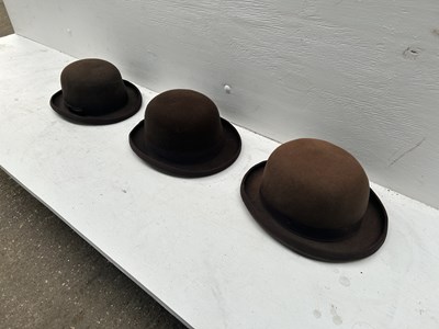 Lot 1278 - Three brown bowler hats