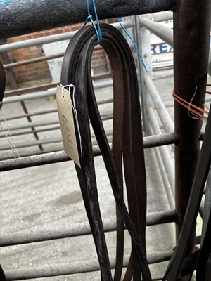 Lot 1309 - Pair of brown reins, approx 15ft long