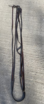 Lot 1310 - Set of brown Pair reins, approx 16ft long
