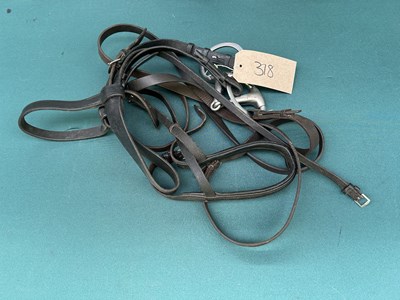 Lot 318 - Brown leather bridle with 6" stainless steel eggbutt snaffle
