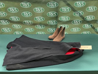 Lot 338 - Size 37.5 Caldene Jodhpur boots with a navy wool driving cape