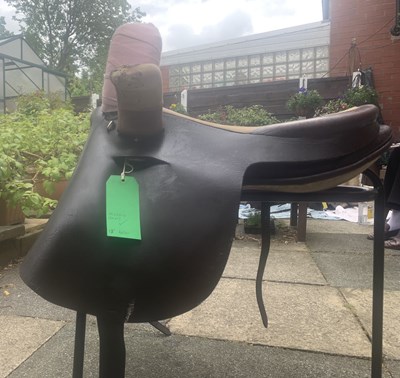Lot 361 - 18" military side saddle by Smith of London, with removable panels and roller bar stirrup fitting