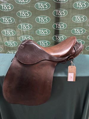 Lot 381 - 17.5" brown leather saddle, made by Marlow Saddlers. This lot carries VAT.