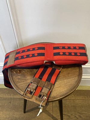 Lot 396 - Two rug rollers, one red and blue