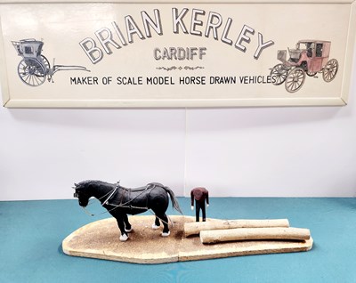Lot 540 - Black Horse Pulling Logs Model secured to base (65x17x16)