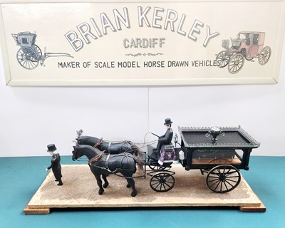 Lot 563 - Hearse Model Scene with 2 Horses secured to base (69x20x21)