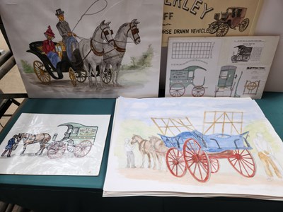 Lot 624 - Various Unframed Horse Drawn Vehicle Scenes