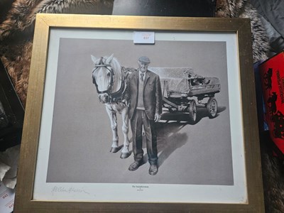 Lot 637 - Framed print of "The Samphire Man" horse and trolley by Robin Elvin