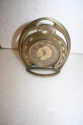 Lot 660 - Desk clock within a horseshoe, 1st prize presented by Mustad Horseshoe nails