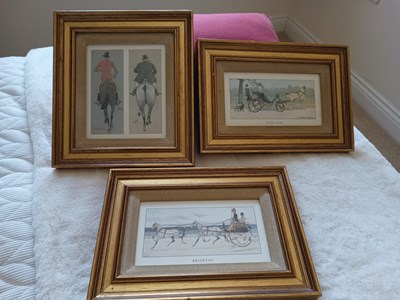 Lot 669 - Set of three driving/hunting framed prints