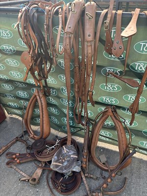 Lot 730 - Set of brown leather pairs harness