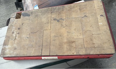 Lot 823 - Leather cutting block made by The British United Shoe Machinery Company Ltd 96x51cm