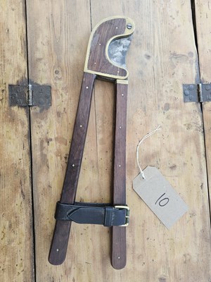Lot 880 - Antique brass edged tail dockers/docking irons stamped May Roberts and Co.