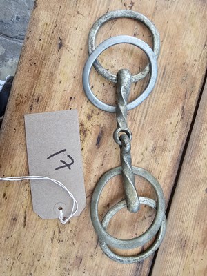 Lot 886 - 5" nickel double ring twisted snaffle pony driving bit