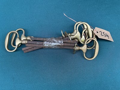 Lot 254 - Three pairs of brass carriage door handles