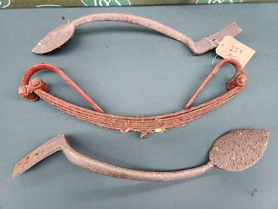 Lot 259 - Pair of carriage steps and one carriage spring