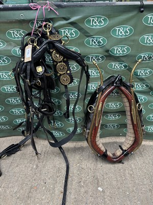 Lot 736 - Set of black leather heavy horse harness