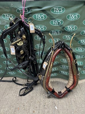 Lot 738 - Set of black leather heavy horse harness