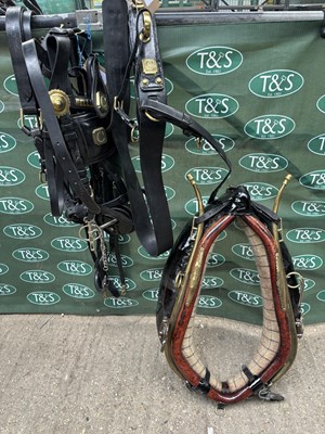 Lot 740 - Set of black leather heavy horse harness