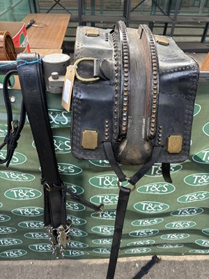Lot 855 - Black leather heavy horse pad and two breeching with chain