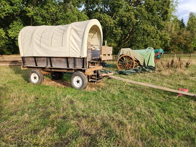 Lot 3 - AMERICAN TRAIL WAGON, on pneumatics, built circa 1940s and imported to the UK in the 1970s