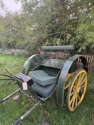 Lot 39 - BATTLESDEN CART painted dark green with yellow wheels and yellow lines